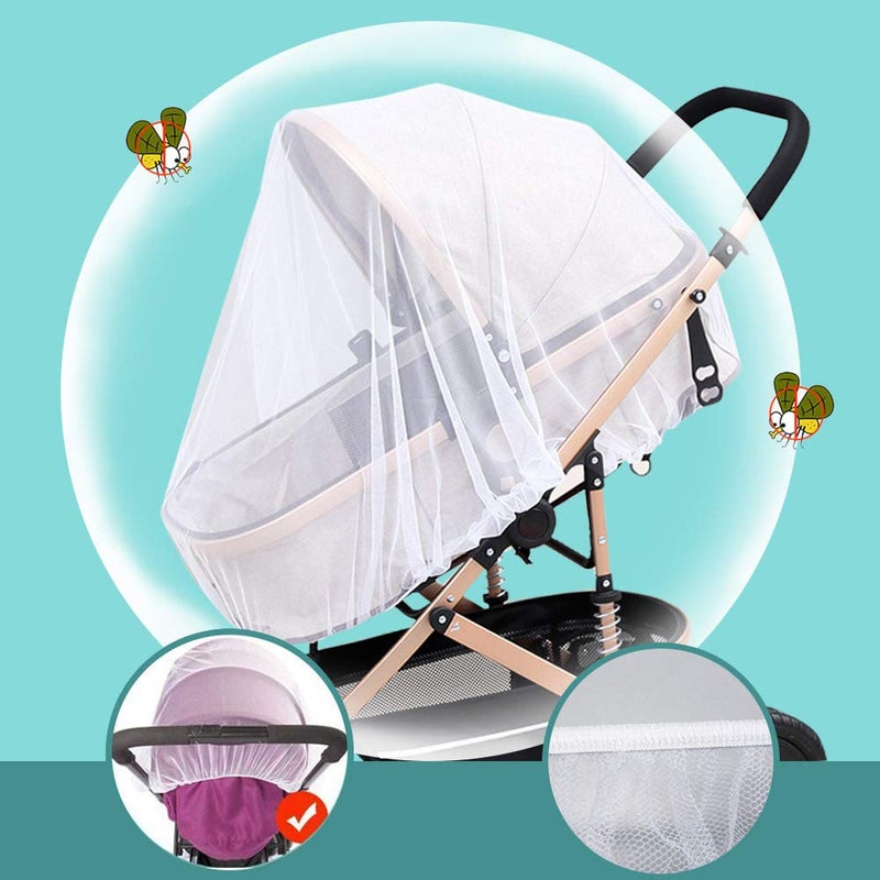 Sysmie Durable Baby Stroller Mosquito Net (2 Pack) - Universal Elastic Edge Mesh Cover for Bassinets, Cradles, Playards, Car Seats & Mini Cribs | Breathable Travel Essential Newborn Protection (White) - Image 4